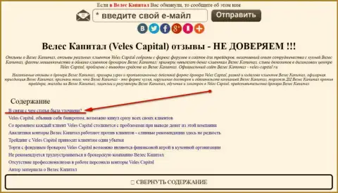 Veles-Capital Ru можно увидеть в зеркале veles-kapital.com (официальный web-портал)