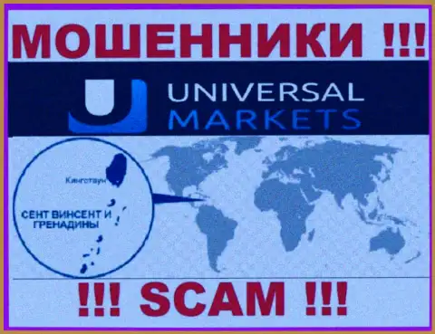 Контора UniversalMarkets зарегистрирована очень далеко от клиентов на территории St. Vincent and Grenadines