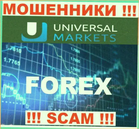 Не стоит взаимодействовать с мошенниками UniversalMarkets, сфера деятельности которых FOREX