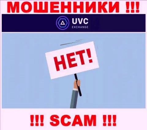 На web-сервисе мошенников UVCEXCHANGE OÜ нет ни слова о регуляторе организации
