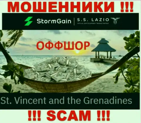 Сент-Винсент и Гренадины - именно здесь, в офшорной зоне, зарегистрированы мошенники StormGain Com