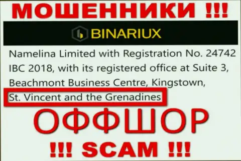 Бинариукс это ВОРЮГИ, которые юридически зарегистрированы на территории - Saint Vincent and the Grenadines