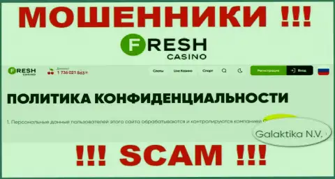Юридическое лицо internet мошенников Fresh Casino - это GALAKTIKA N.V