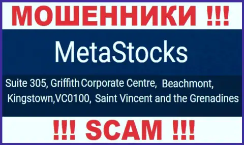 На официальном сайте MetaStocks размещен адрес данной компании - Suite 305, Griffith Corporate Centre, Beachmont, Kingstown, VC0100, Saint Vincent and the Grenadines (офшорная зона)