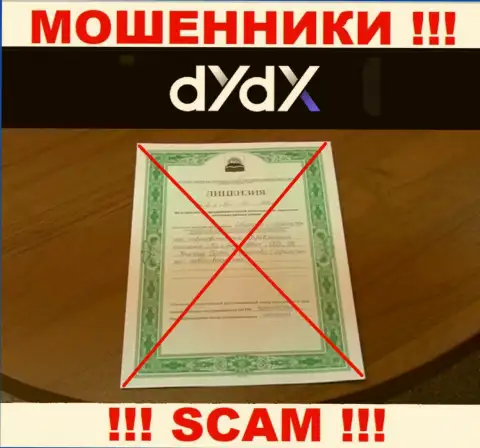У организации dYdX Exchange не представлены данные об их лицензионном документе - это хитрые ворюги !!!