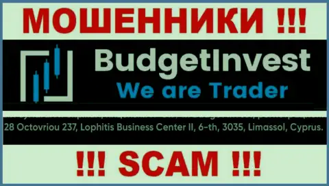 Не работайте с Budget Invest - данные интернет мошенники пустили корни в офшорной зоне по адресу 8 Octovriou 237, Lophitis Business Center II, 6-th, 3035, Limassol, Cyprus