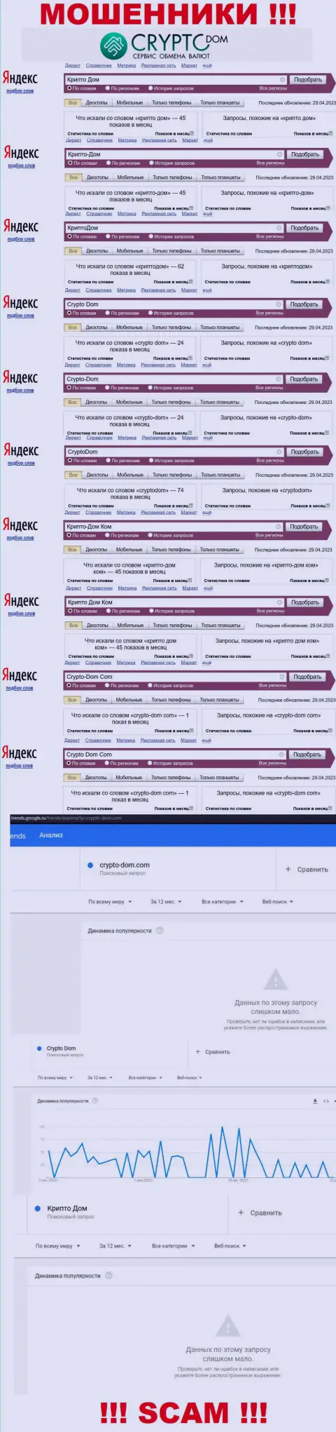 Статистические данные поисков инфы о internet-мошенниках CryptoDom