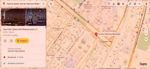 Предоставленный одним из служащих 770 Capital адрес места нахождения мошеннической Форекс компании на Yandex Maps