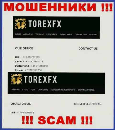 В арсенале у интернет воров из конторы TorexFX имеется не один номер телефона